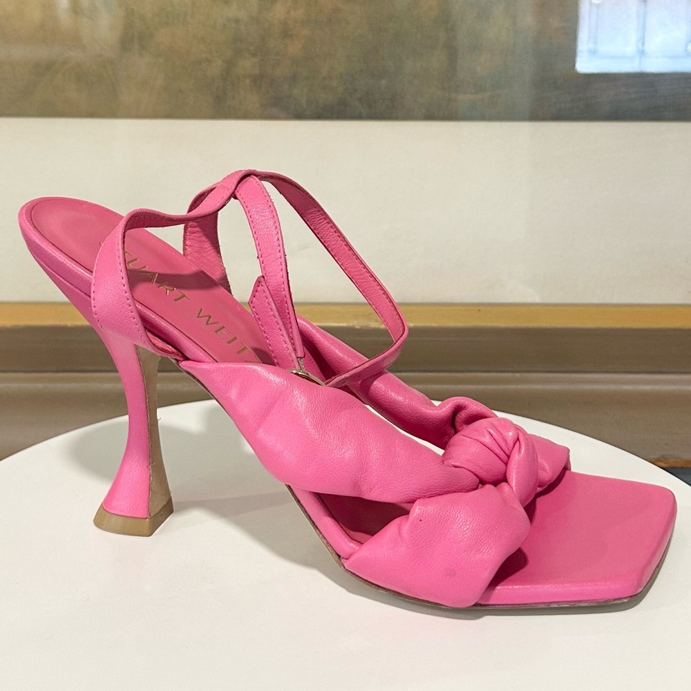🌹STUART WEITZMAN🌹 Playa Knot Leather Stiletto Sandals Size: 9B - Picture 5 of 13